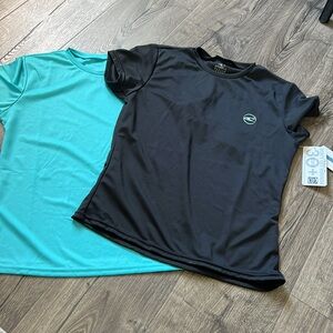 TWO brand NEW -Neil black sun shirts  👚 Women’s size MED- black & turquoise